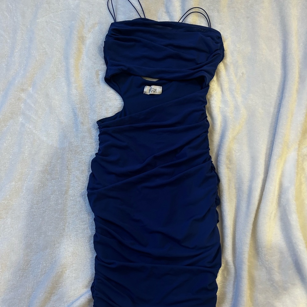 Oh Polly Asymmetrical Dress in Navy Blue
